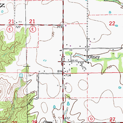 Topographic Map of Olney, MO