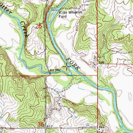 Topographic Map of Otter Creek, MO