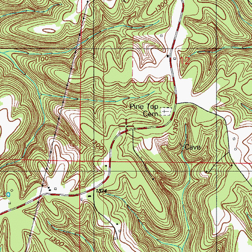 Topographic Map of Pine Top School, MO