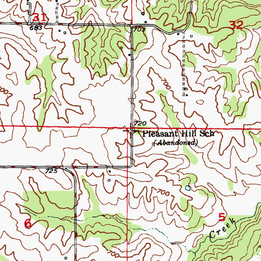 Topographic Map of Pleasant Hill School, MO
