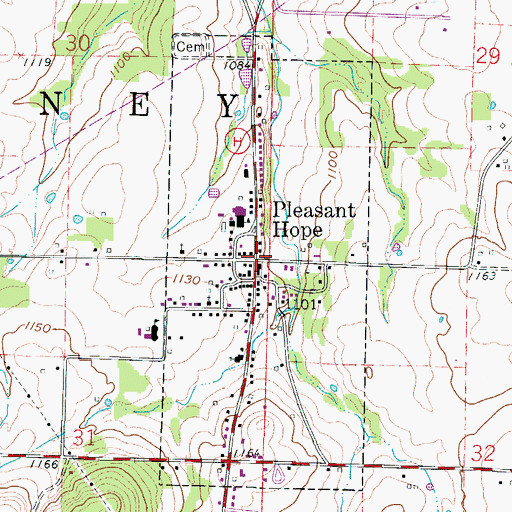 Topographic Map of Pleasant Hope, MO