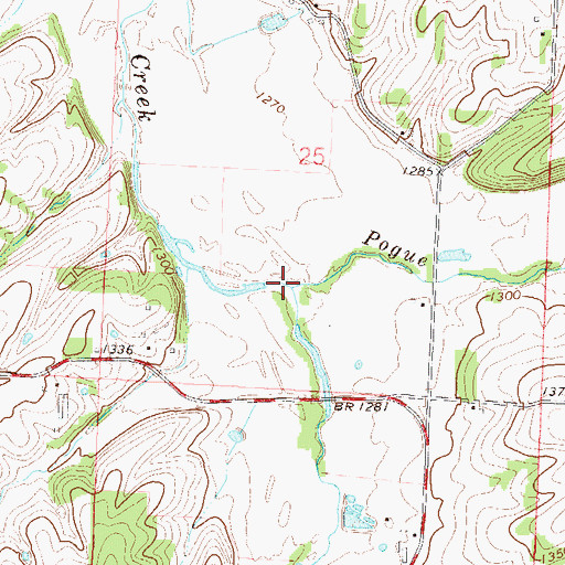 Topographic Map of Pogue Creek, MO