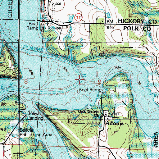 Topographic Map of Possum Creek, MO