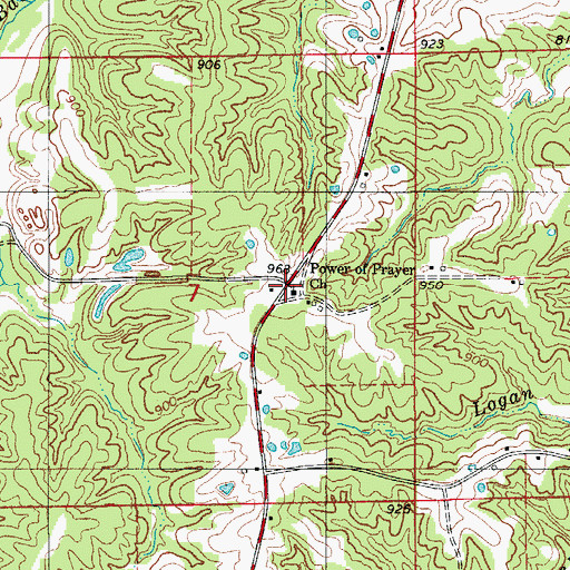 Topographic Map of Power of Prayer Church, MO
