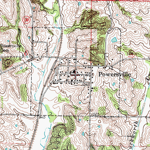 Topographic Map of Powersville, MO