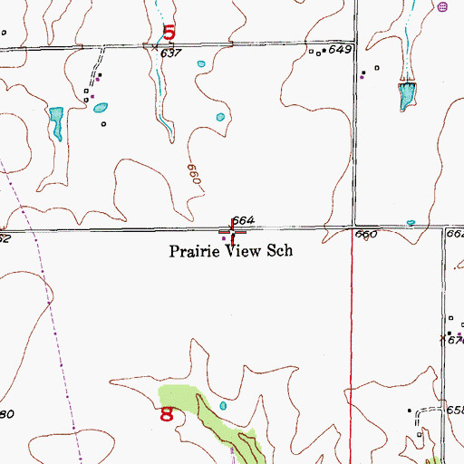 Topographic Map of Prairie View School, MO