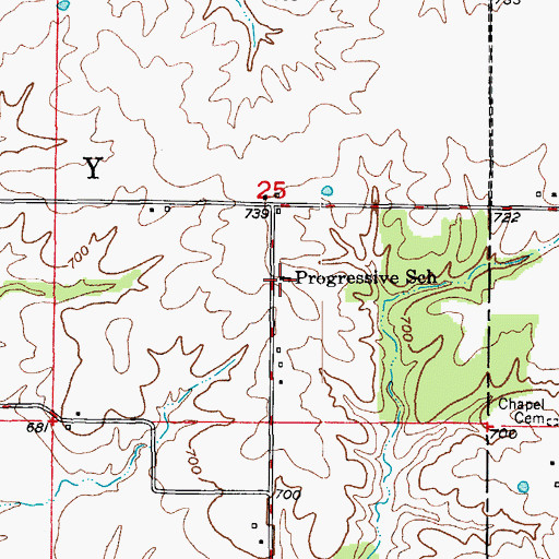 Topographic Map of Progressive School, MO