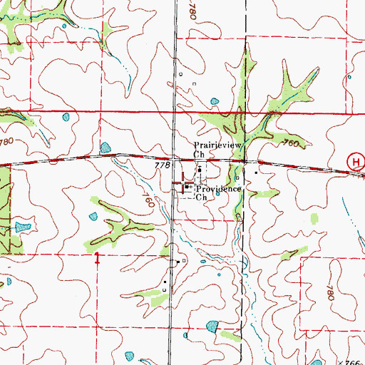 Topographic Map of Providence Baptist Church, MO