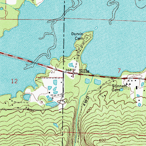 Topographic Map of Sills, AR