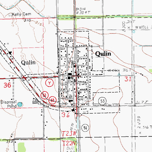 Topographic Map of Qulin, MO