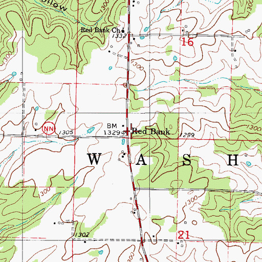 Topographic Map of Red Bank, MO