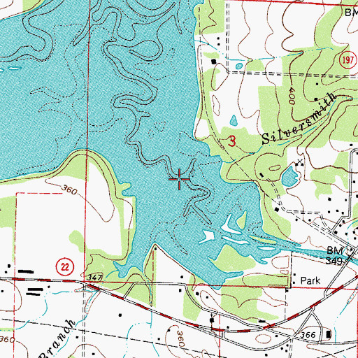 Topographic Map of Silversmith Branch, AR