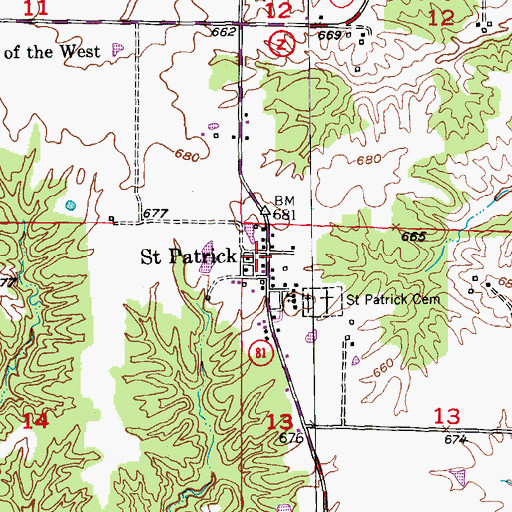 Topographic Map of Saint Patrick, MO