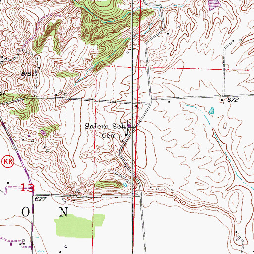 Topographic Map of Salem School, MO