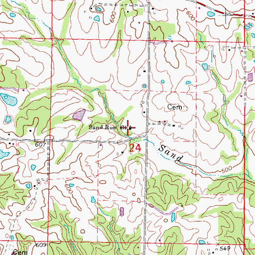 Topographic Map of Sand Run Church, MO