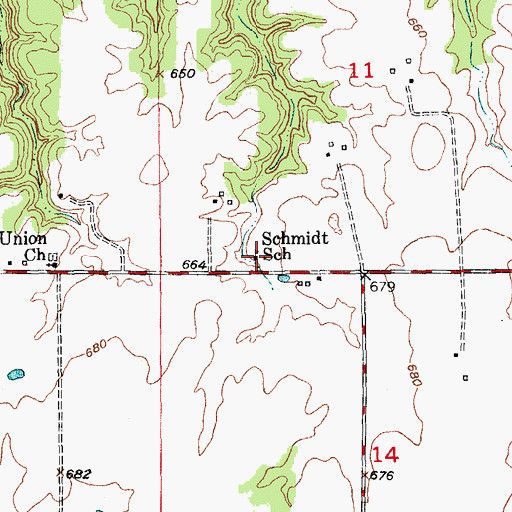 Topographic Map of Schmidt School, MO