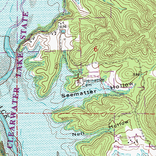 Topographic Map of Seematter Cemetery, MO
