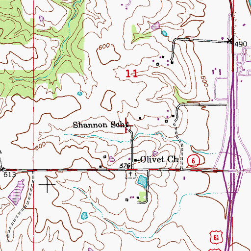 Topographic Map of Shannon School, MO