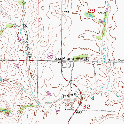Topographic Map of Shannondale, MO