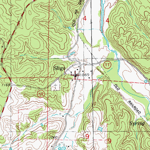 Topographic Map of Sligo, MO