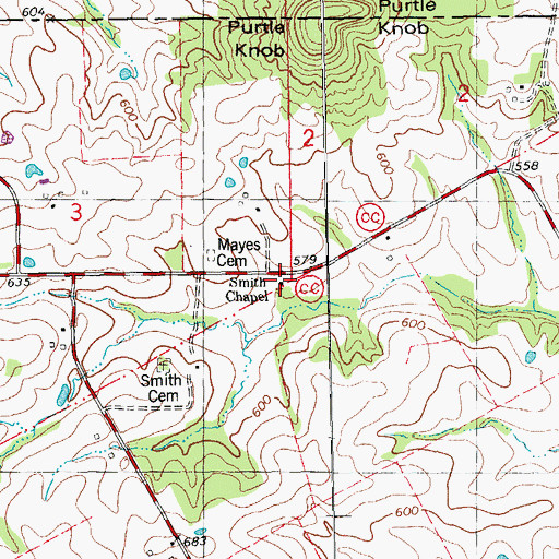 Topographic Map of Smith Chapel, MO