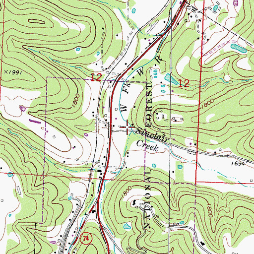 Topographic Map of Sinclair Creek, AR