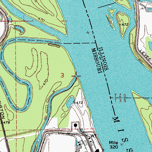Topographic Map of South River, MO
