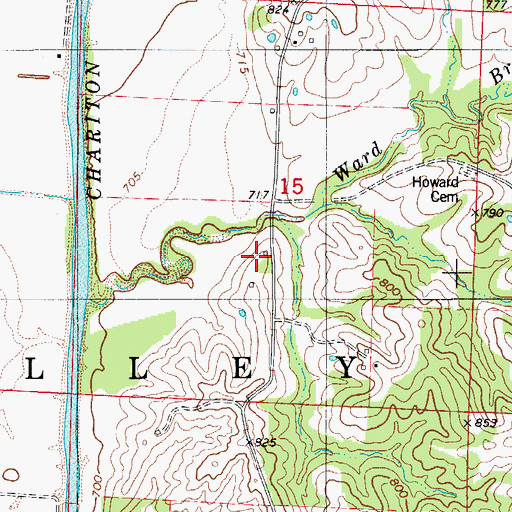 Topographic Map of South Ward School, MO