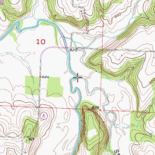 Topographic Map of Spring Creek, MO