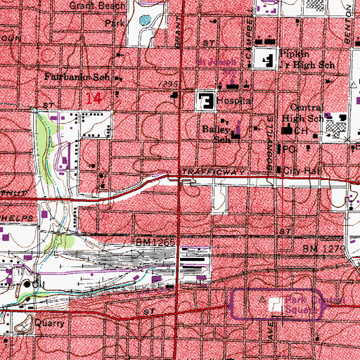 Topographic Map of Springfield, MO