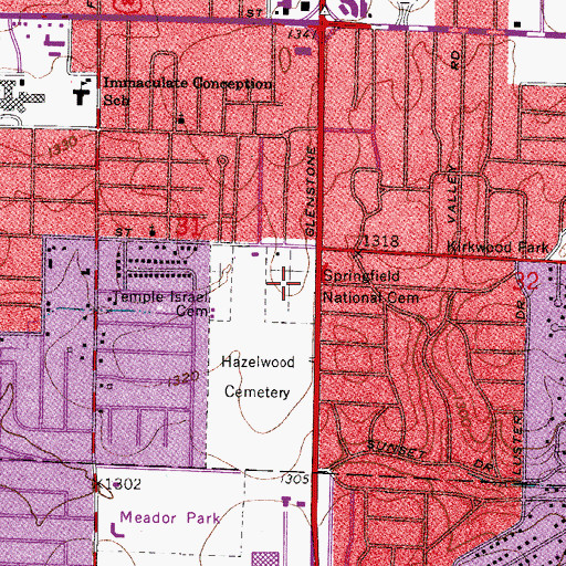 Topographic Map of Springfield National Cemetery, MO