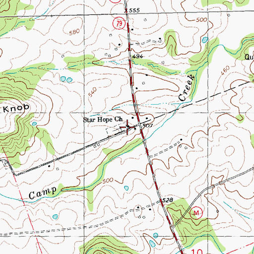 Topographic Map of Star Hope Church, MO