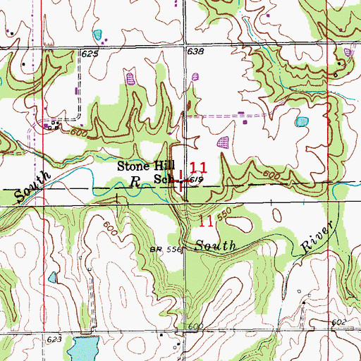 Topographic Map of Stone Hill School, MO