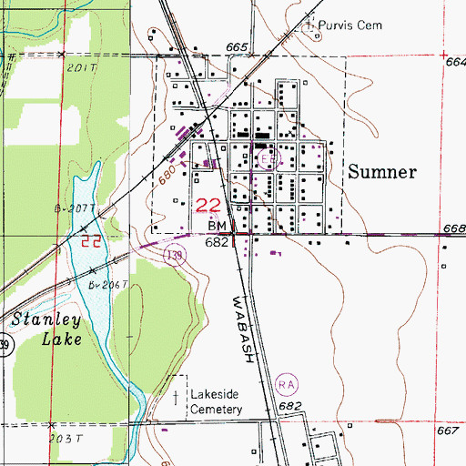 Topographic Map of Sumner, MO