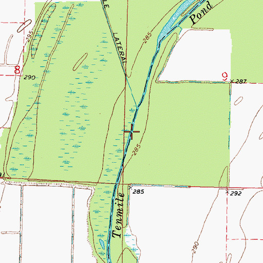 Topographic Map of Tenmile Pond, MO