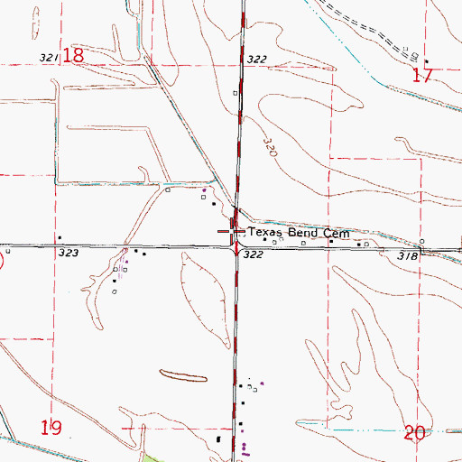 Topographic Map of Texas Bend Cemetery, MO
