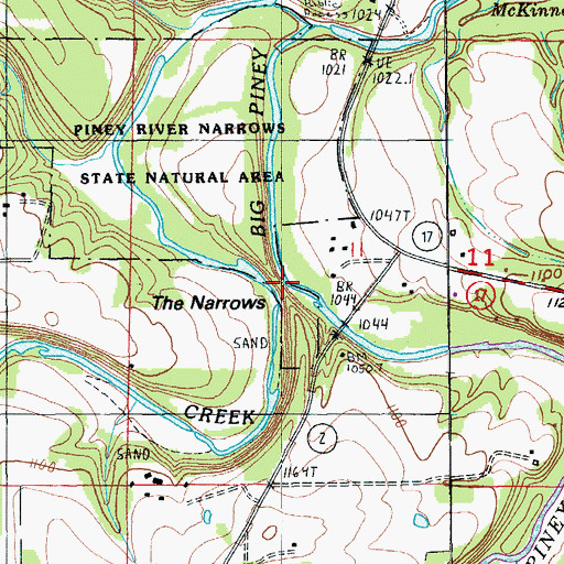 Topographic Map of The Narrows, MO