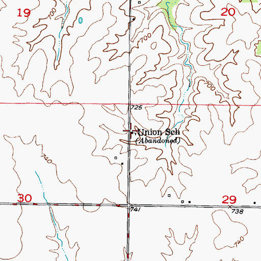 Topographic Map of Union School, MO