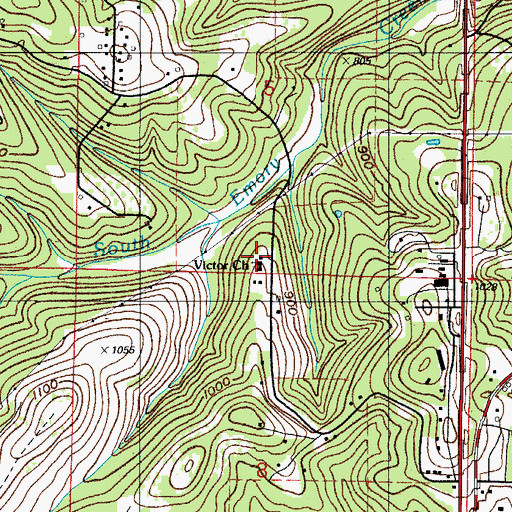 Topographic Map of Victor Church, MO
