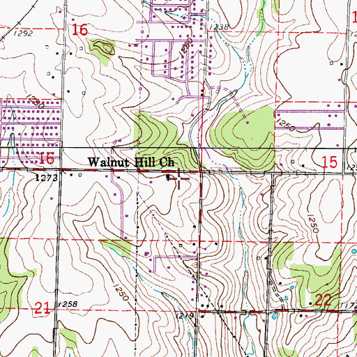 Topographic Map of Walnut Hill Church, MO