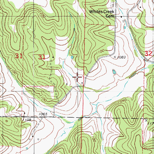 Topographic Map of Whites Creek School (historical), MO