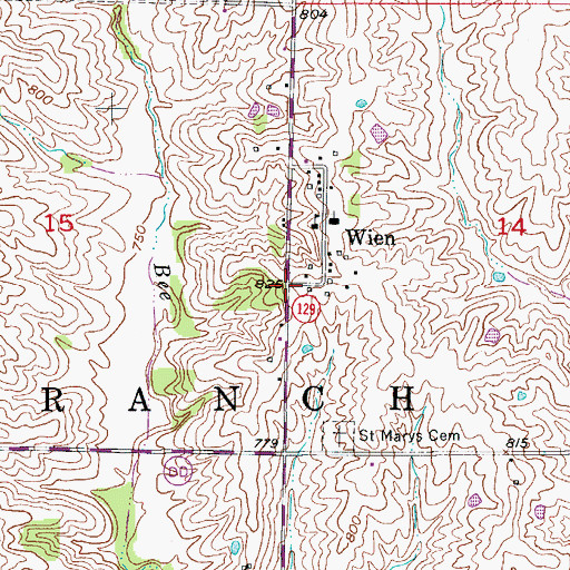 Topographic Map of Wien, MO