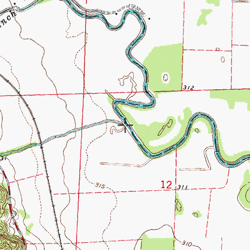 Topographic Map of Williams Creek, MO