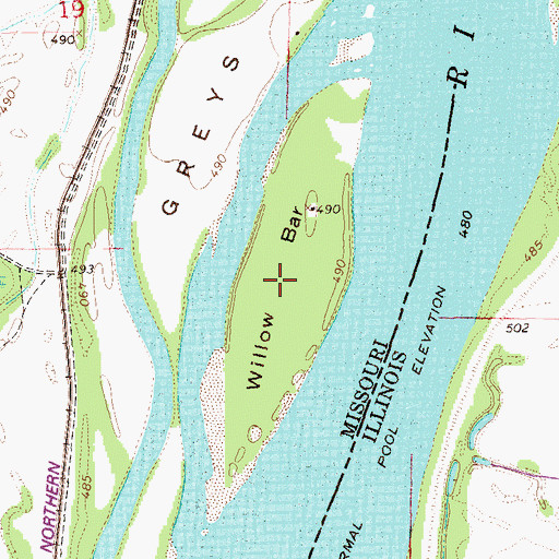 Topographic Map of Willow Bar, MO