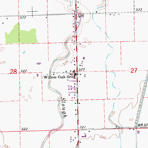 Topographic Map of Willow Oak School, MO
