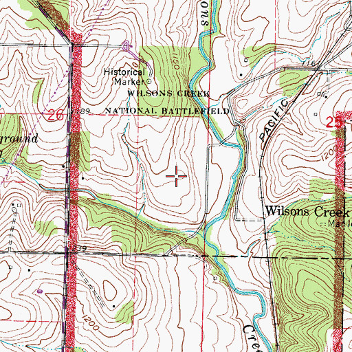 Topographic Map of Wilson's Creek National Battlefield, MO