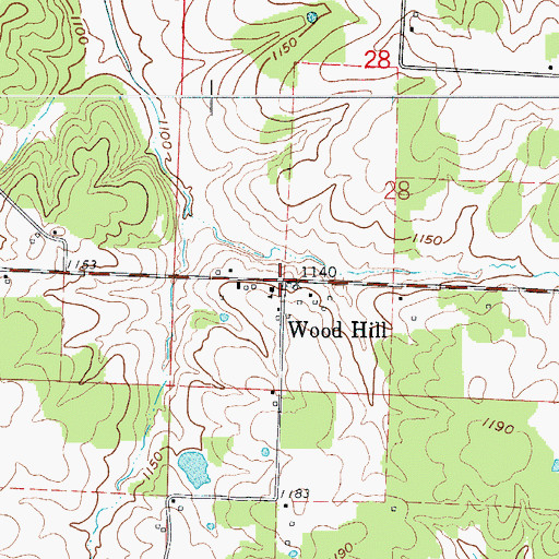 Topographic Map of Wood Hill, MO