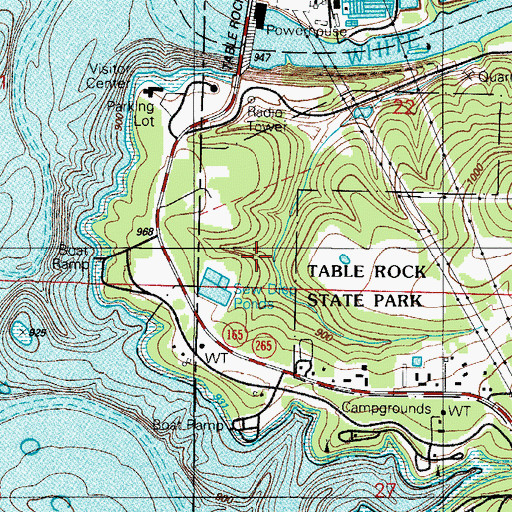 Topographic Map of Table Rock State Park, MO