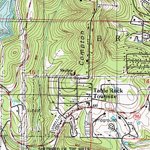 Topographic Map of Skyline Church, MO