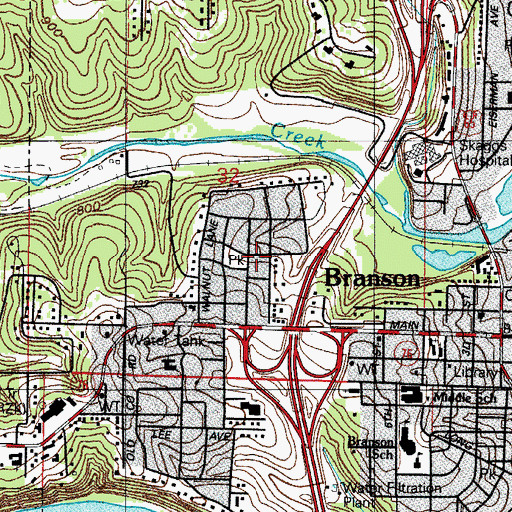 Topographic Map of Cantwell Park, MO